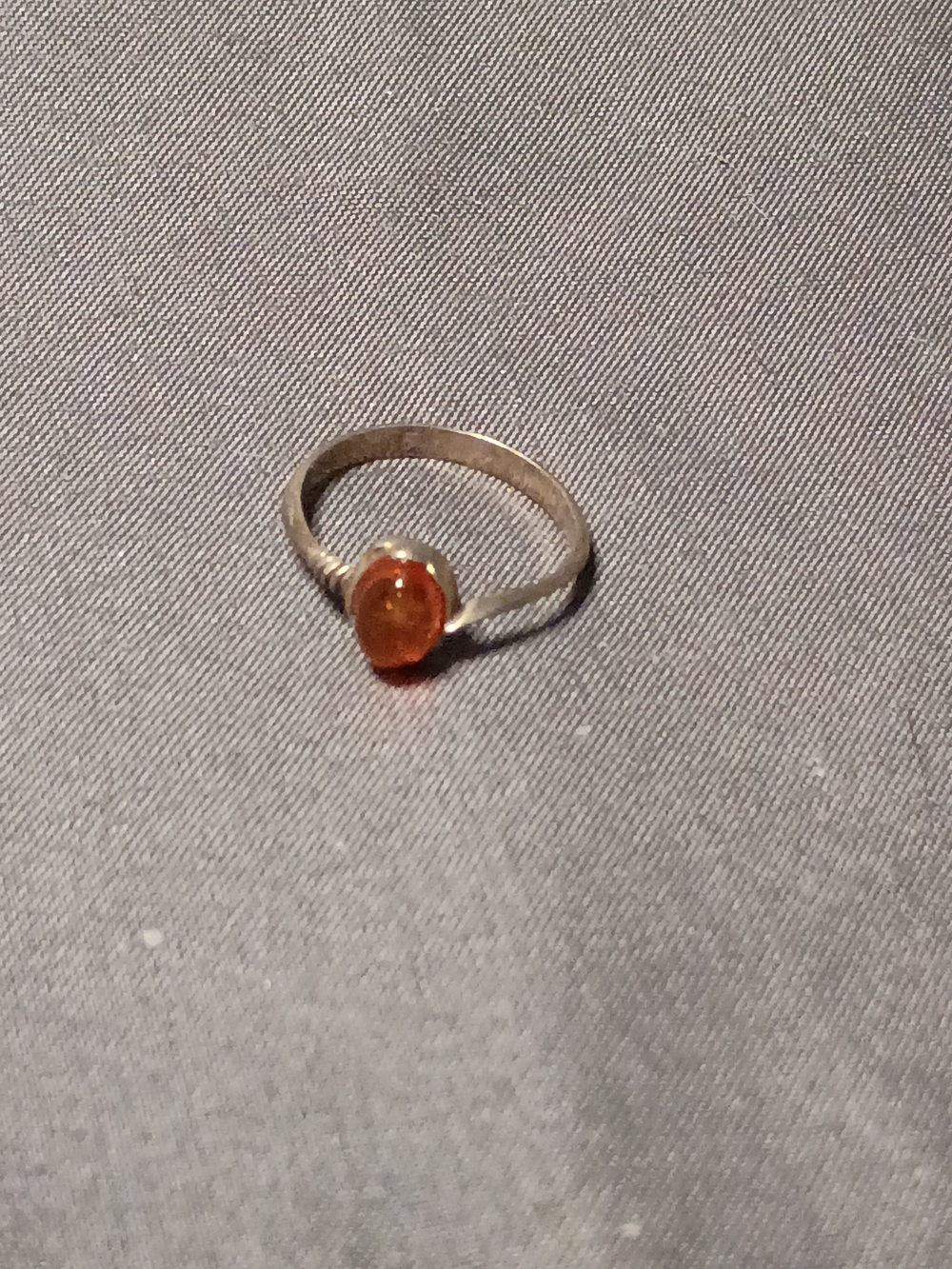Sterling Silver Ring with Orange Gemstone